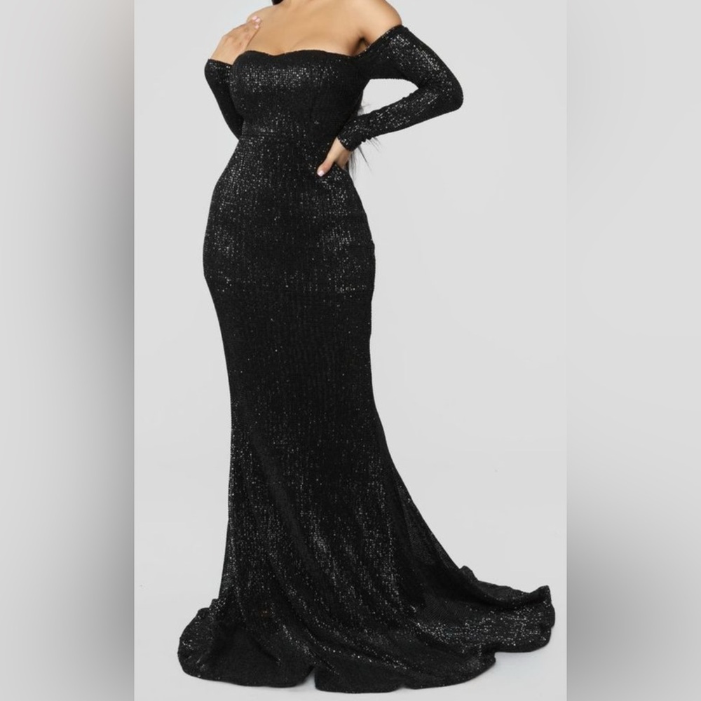 Classic Black Sequin Gown | Fashion Nova | Size M | New with Tags